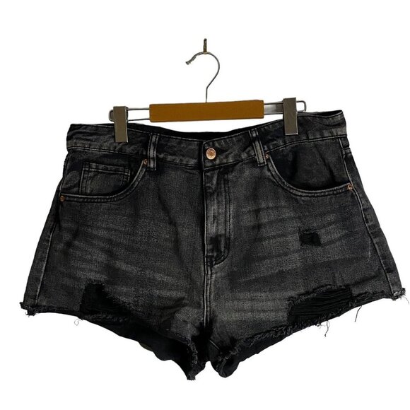 Aeropostale Women's High Waisted Black Distressed Mom Shorts Sz 12 - Picture 1 of 4